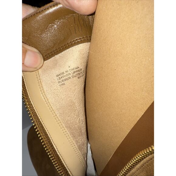 Michael Kors Frenchie Platform Bootie Suede Sz 11M Amber Brown Color New In Box - Picture 6 of 8